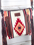 Coral & Red Diamond Pattern Wool Handbag