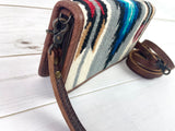Blue and Grey Diamond Wool & Leather Carryall Wallet
