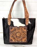 Hide Tote Leather Tooled Pocket