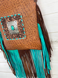 Rodeo Brown and Turquoise Fringe Bag