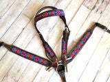 Multi-Colored Berry Beaded Tack Set on Dark Leather