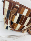 CLEARANCE! Checkered Leather Patch Large Tote