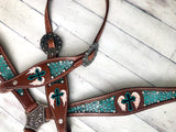Teal Green Filigree Inlay With Painted Cross & Wings