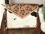 Envelope Whipstitch Tooled Cowhide Western Handbag