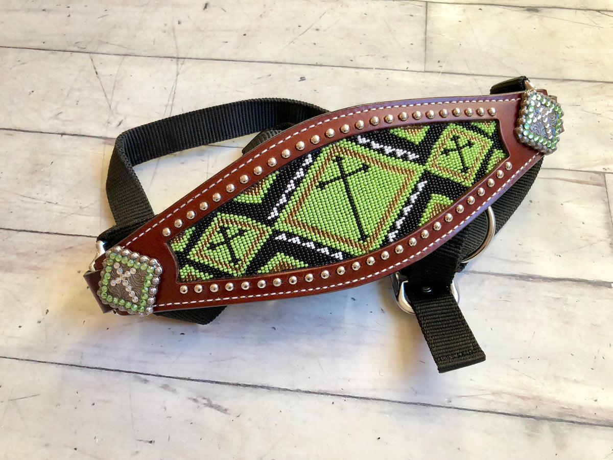lime beaded bronc halter