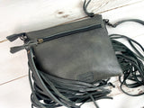 Clearance! Snake Skin Pattern on Hide Leather Fringe Handbag