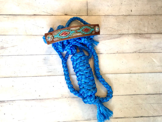 SALE! Leather Aztec Pattern Tooled and Painted Nylon Muletape