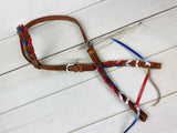 Red White & Blue Ombre Laced Leather One Ear Headstall