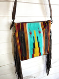 Mohave Red, Turquoise & Yellow Wool & Leather Bag