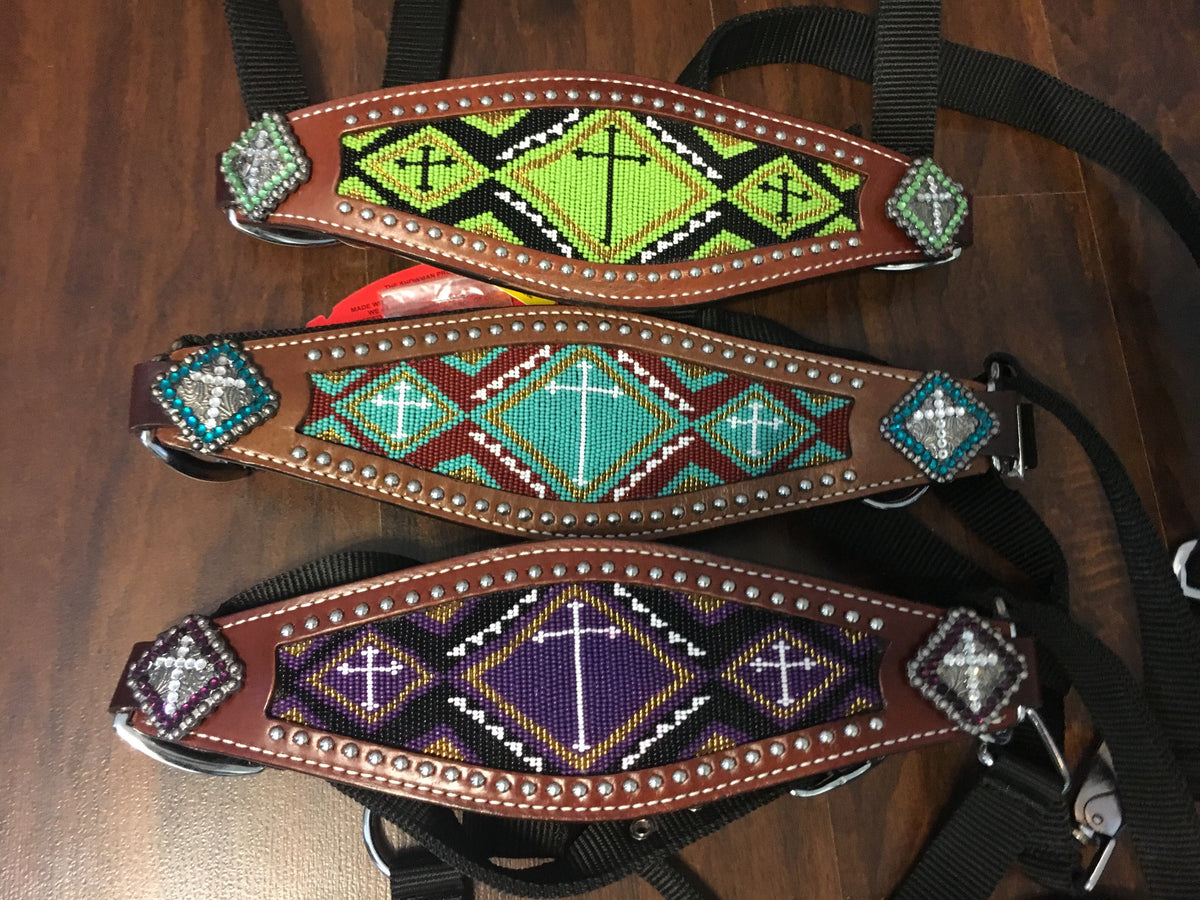 lime beaded bronc halter