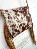 Tan Cowhide & Tan Leather Fringe Handbag