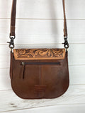 Hide Buckstitch Leather Saddle Bag Handbag