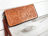 Floral Tooled Leather Outer Wallet