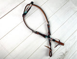 Red Turquoise Arrow Beaded One Ear Leather Headstall