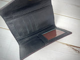 Tan & Black Floral Tooled Small Leather Wallet