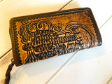 Cactus Tooled Leather Wallet