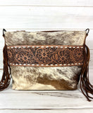Hide Tooled Leather Band Crossbody Bag