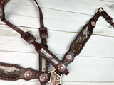 Dark Brown Cowhide On Leather Floral Copper Conchos