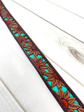 Leather Sunflower Cut Out Turquoise Inset Handbag Strap