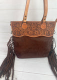 CLEARANCE! Brown Cowhide Western Leather Fringe Tote