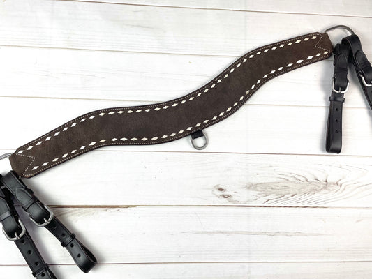 Dark Roughout Leather and Buckstitch Tripping Collar