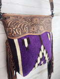 Purple & Black Pattern Wool Handbag