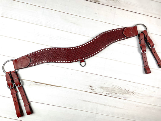 Medium Oil Basketweave Leather and Buckstitch Tripping Collar