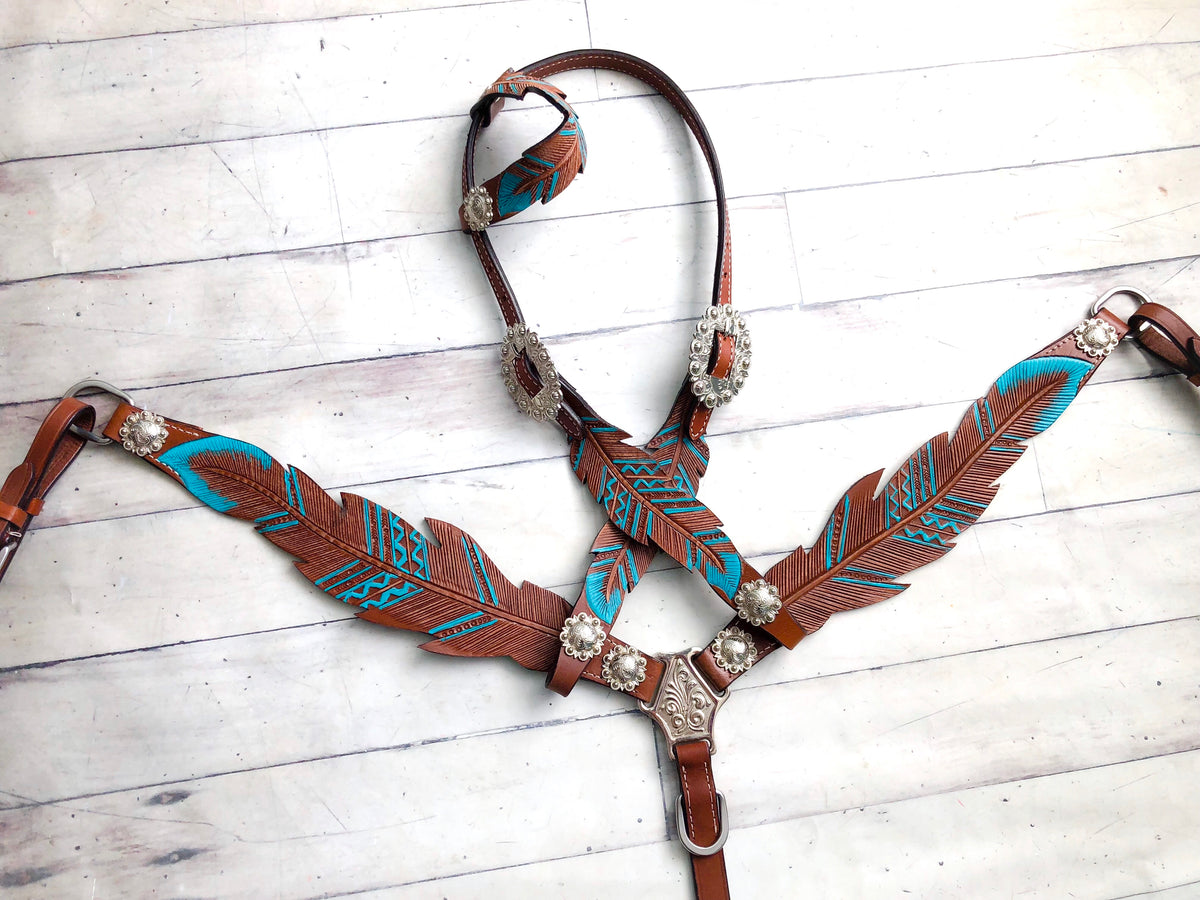 Leather Feather Cut-Out Tack Set