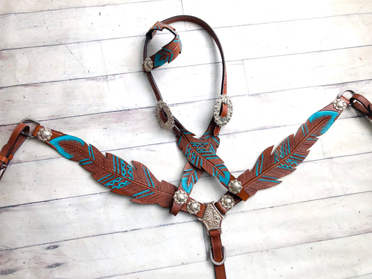Leather Feather Cut-Out Tack Set