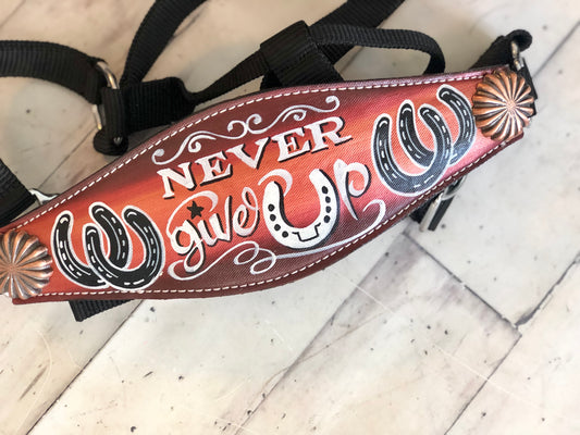 Never Give Up Painted Leather Bronc Haler