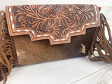 Ajo Floral Tooled & Brown Hide Leather Bag