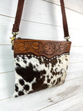Buckstitch Cowhide and Tooled Leather Purse
