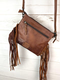 Cowgirl Branded Hide Medium Size Leather Fringe Handbag