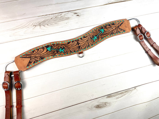 Arrow Tooled Roughout Leather Tripping Collar