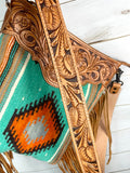 Turquoise & Orange Aztec Wool Serape Handbag