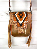 Monument Rust Wool Pattern Inset Tooled Leather Over Hide