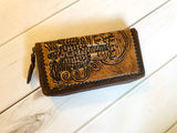 Cactus Tooled Leather Wallet