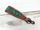 Wide Tooled Leather Key Fobs