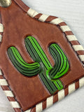 Cactus Whipstitch Leather Key Tag