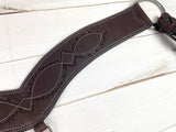 Dark Chocolate Leather Barbed Wire Tooled Tripping Collar