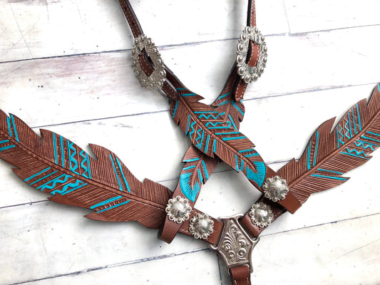 Leather Feather Cut-Out Tack Set