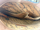 SALE! Tan Hide Gold Fleck Tooled Handle Fringe / Crossbody Handbag