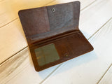 Medium / Red Leather Tooled Buckstitch Wallet