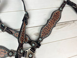 Cheetah / Leopard Print Turquoise Rhinestone Tack Set