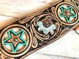 Leather Star with Hair on Hide Inset Tripping Collar