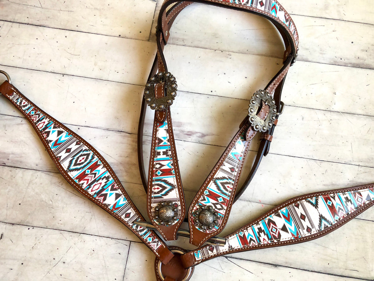 Multi Colored Navajo Diamond Pattern Tack Set