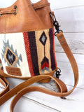 Churro Arrow Convertible Leather Wool Crossbody Backpack Bucket Bag