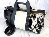 Black and White Hide Leather Duffel Bag